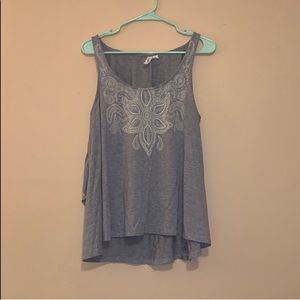 Gray tank top with keyhole back